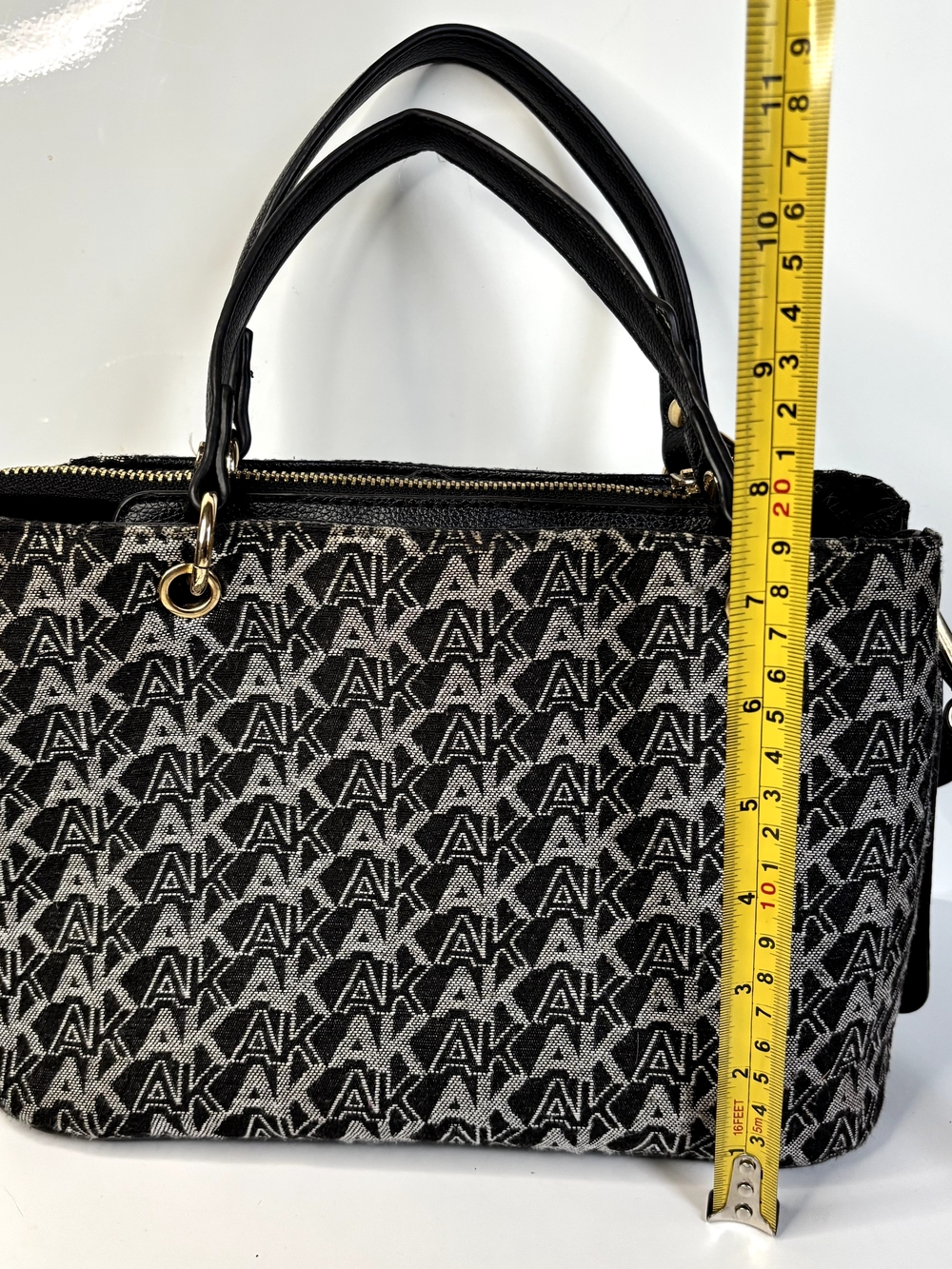 Anne Klein Black and Gray Logo Shoulder Tote with Detachable Zip Pouch - Picture 3 of 6